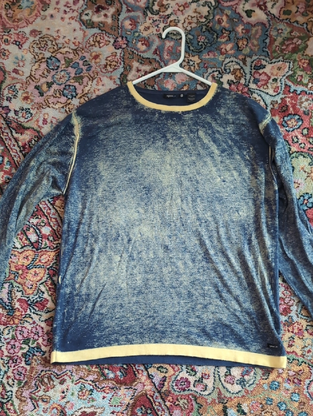 Agave Men's Blue Crewneck Sweater with Yellow Trim